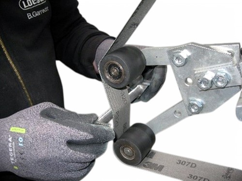 KS 350 AL - Accessoire de ponçage avec bras d'écartement et 2 rouleaux de contact pour une largeur de bande maximale de 50 mm